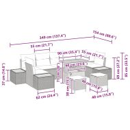 Градински Софа Комплект с възглавница 10 pcs Сив Полиратан