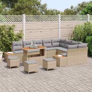 Градински Софа Комплект с възглавница 13 pcs Бежово Полиратан