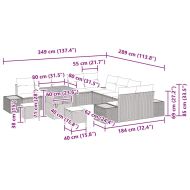 Градински Софа Комплект с възглавница 13 pcs Бежово Полиратан