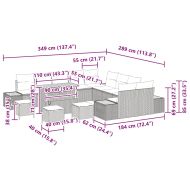 Градински Софа Комплект с възглавница 14 pcs Бежово Полиратан