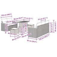 Градински Софа Комплект с възглавница 8 pcs Сив Полиратан