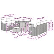 Градински Софа Комплект с възглавница 9 pcs Черно Полиратан