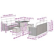 Градински Софа Комплект с възглавница 9 pcs Черно Полиратан