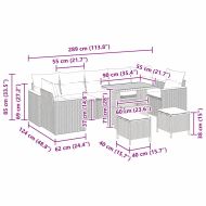Градински Софа Комплект с възглавница 10 pcs Бежово Полиратан