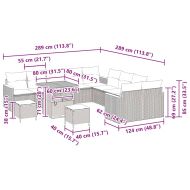 Градински Софа Комплект с възглавница 13 pcs Бежово Полиратан