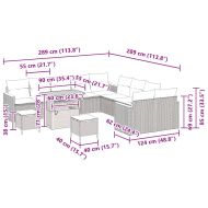 Градински Софа Комплект с възглавница 13 pcs Черно Полиратан
