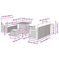 Градински Софа Комплект с възглавница 8 pcs Черно и кремаво