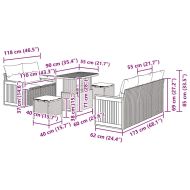 Градински Софа Комплект с възглавница 8 pcs Черно и кремаво