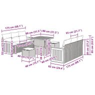 Градински Софа Комплект с възглавница 9 pcs Черно и кремаво
