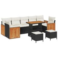 Градински Софа Комплект с възглавница 10 pcs Черно и кремаво