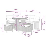 Градински Софа Комплект с възглавница 8 pcs Черно