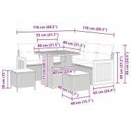 Градински Софа Комплект с възглавница 8 pcs бежово и светлосиво