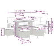 Градински Софа Комплект с възглавница 9 pcs бежово и светлосиво
