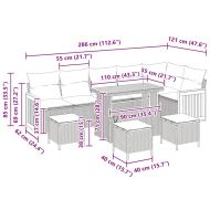 Градински Софа Комплект с възглавница 10 pcs Черно