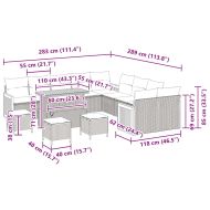 Градински Софа Комплект с възглавница 14 pcs Черно и кремаво