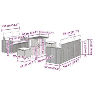 Градински Софа Комплект с възглавница 8 pcs Сив полиратан