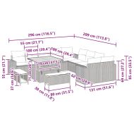 Градински Софа Комплект с възглавница със съхранение 13 pcs Сив