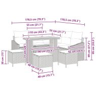 Градински Софа Комплект с възглавница 9 pcs Бежов и кремав