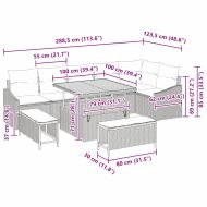 Градински Софа Комплект с възглавница 9 pcs Черно Полиратан