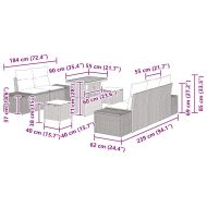 Градински Софа Комплект с възглавница 8 pcs Черно Полиратан