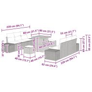 Градински Софа Комплект с възглавница 9 pcs Бежов и Светло Сив