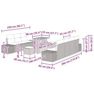 Градински Софа Комплект с възглавница 10 pcs Черно Полиратан