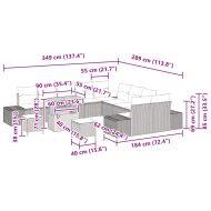 Градински Софа Комплект с възглавница 13 pcs Черно Полиратан