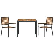 Комплект за хранене в градината 3 pcs Черно полиратан