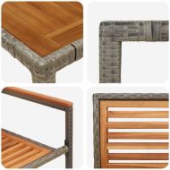 Комплект за хранене в градината 5 pcs Сив полиратан