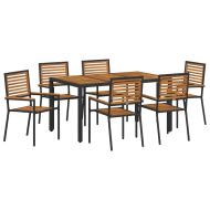 Комплект за хранене в градината 7 pcs Черно полиратан