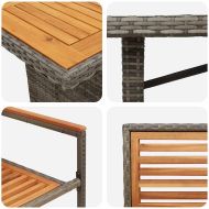 Комплект за хранене в градината 9 pcs Сив полиратан