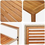 Комплект за хранене в градината 5 pcs Бежово Полиратан