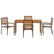 Комплект за хранене в градината 5 pcs Черно Полиратан