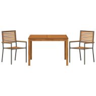 Комплект за хранене в градината 3 pcs Сив Полиратан