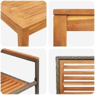 Комплект за хранене в градината 3 pcs Сив Полиратан