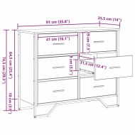 Чекмедже Друг Черен дъб 91 x 35.5 x 74.5 см Инженерно дърво