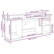 Бюро с чекмедже Черен дъб 200 x 55 x 91 см Инженерно дърво