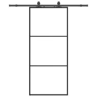 Плъзгаща се врата с обков черна 90x205 см ESG стъкло