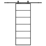 Плъзгаща се врата с обков черна 76x205 см ESG стъкло