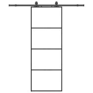 Плъзгаща се врата с обков черна 76x205 см ESG стъкло