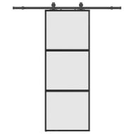 Плъзгаща се врата с комплект обков Черно 76x205 cm