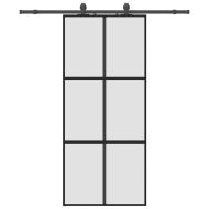 Плъзгаща се врата с комплект обков Черно 90x205 cm