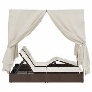 Двуетажно шезлонг с покрив Кафяво 205 x 129 x 200 см PE ратан