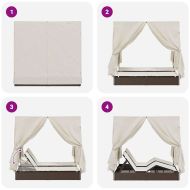 Двуетажно шезлонг с покрив Кафяво 205 x 129 x 200 см PE ратан