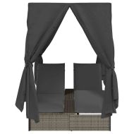 Двуетажно шезлонг с покрив Сив 205 x 129 x 200 см PE ратан
