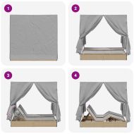 Двуетажно шезлонг с покрив Бежово 205 x 129 x 200 см PE ратан