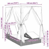 Двуетажно шезлонг с покрив Бежово 205 x 129 x 200 см PE ратан