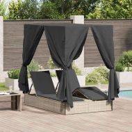 Двуетажно шезлонг с покрив Светлосиво 205 x 129 x 200 см