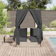 Двуетажно шезлонг с покрив Светлосиво 205 x 129 x 200 см