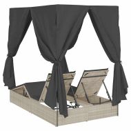 Двуетажно шезлонг с покрив Светлосиво 205 x 129 x 200 см